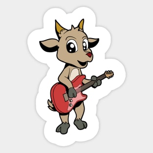 Cartoon goat playing electric guitar Sticker